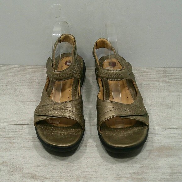 Clarks unstructured Leather Athletic Metallic Bronze Comfort Sandals Size 10 M - Picture 4 of 12